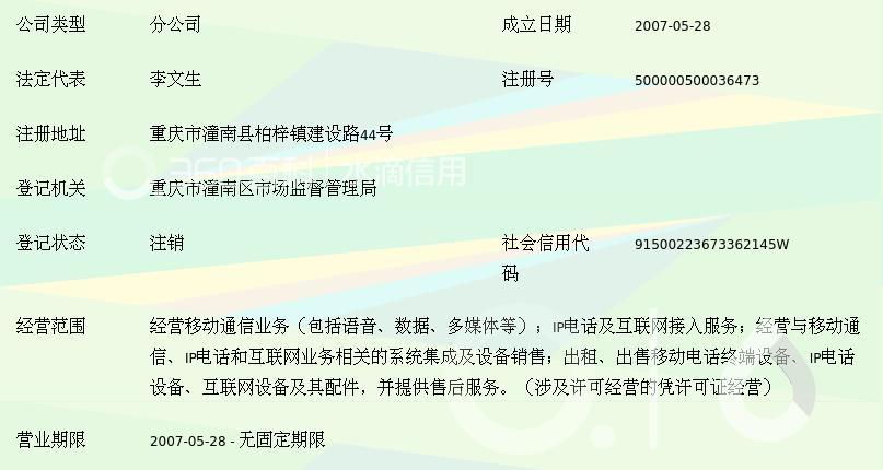 中国移动通信集团重庆潼南柏梓建设路营业厅